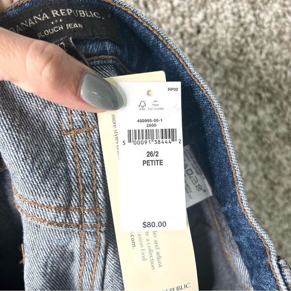 Banana Republic Jeans Women’s 2P Dark Denim Blue Wash Slouch Straight Leg NWT - Picture 5 of 10